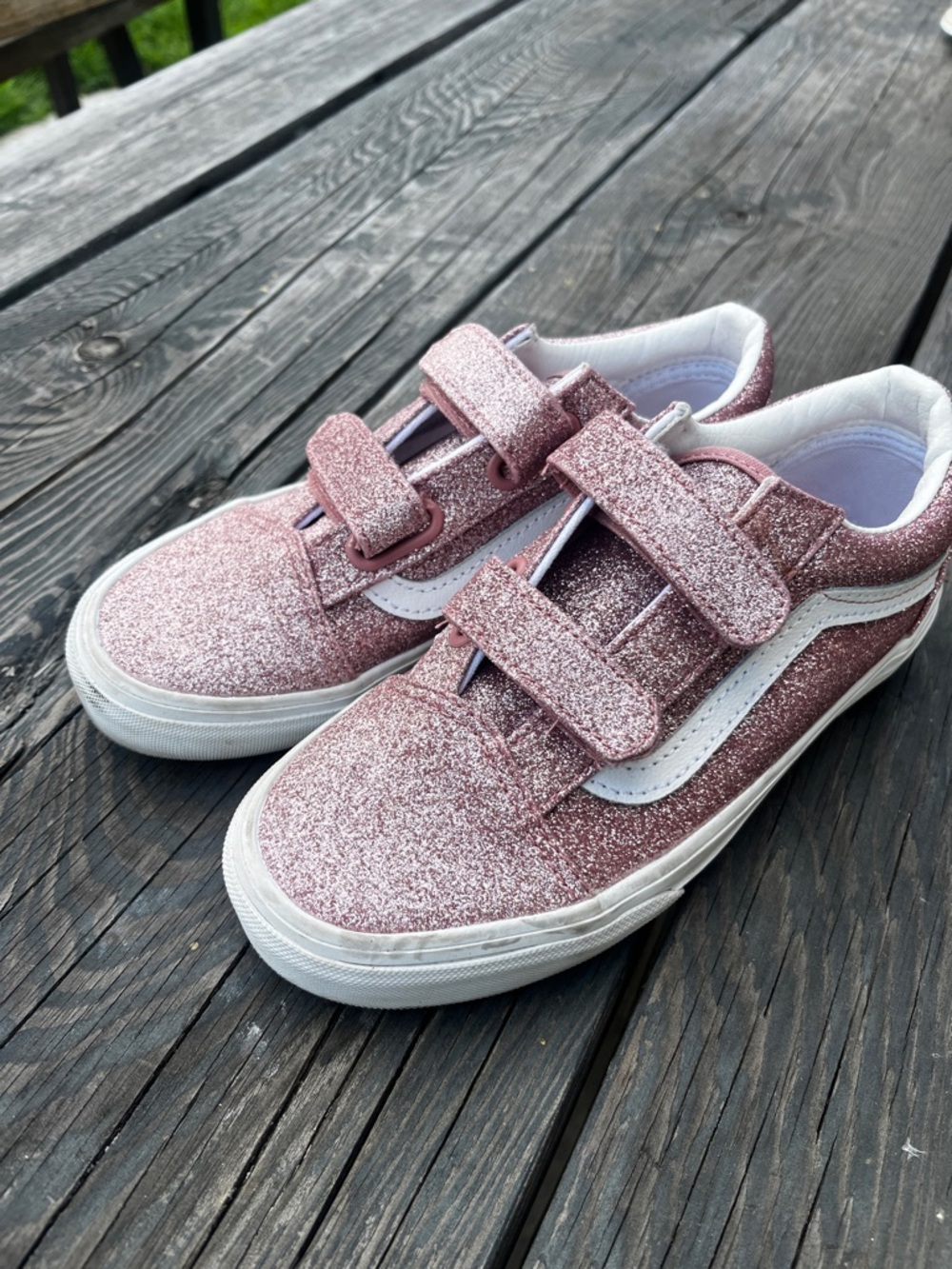 Vans Kids Glitter Velcro Sneakers - Rose Gold